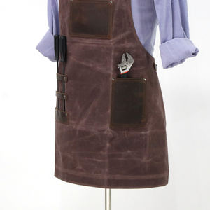 Delantal de Cuero Vacuno Genuino, Delantal de Lona Encerada Gruesa, Resistente al Aceite, Antiincrustante, Reutilizable, de Uso Diario, Multifuncional, Personalizado - Product Image 4