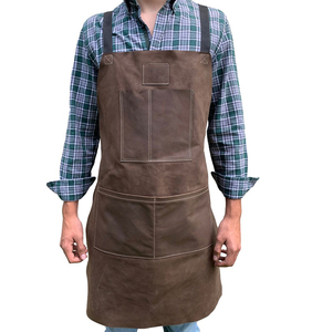Tablier de travail en cuir noir robuste avec sangles réglables, tablier de protection résistant à la chaleur pour le soudage, le barbecue, l'atelier et l'usage domestique - Product Image 6