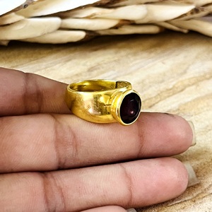 New Trendy Fashionable Boho <b>Garnet</b> <b>Ring</b> Minimalist Brass <b>Rings</b> for Women 18k Gold Plated Chunky Jewelry for Wholesale/OEM/ODM - Product Image 2