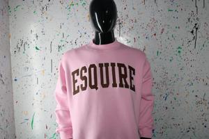 ESQUIRE PINK <b>Mock</b> <b>Neck</b> Sweatshirt 100% BROWN Applique Embroidery wide <b>neck</b> Sweatshirt Finer Threads - Product Image 4