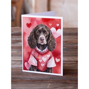 Whimsical American Water Spaniel Valentine Tarjetas de felicitación Pack 8 Tarjetas de nota A7 5x7 en blanco con sobres - Product Image 2