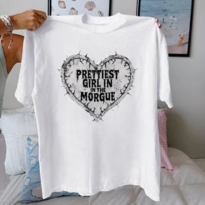 Camiseta cómoda de algodón puro para mujer Prettiest Girl in the Morgue - Product Image 2