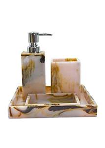 Regalos de Navidad: Juego de Baño de Resina con Diseño en Espiral de 4 Piezas para el Hogar, Dispensador de Jabón, Portacepillos de Dientes, Bandeja para Tocador a un Precio Accesible - Product Image 3