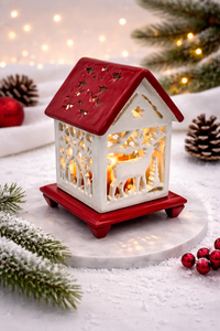 Wooden dear lamp house Wooden dear lamp hut home decor lamp - Product Image 6