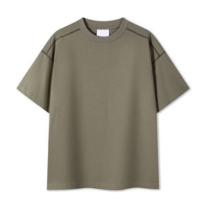 Camiseta personalizada con cuello redondo para hombre, unisex, de algodón 100% grueso, corte holgado, manga corta estampada, hombros caídos. - Product Image 1