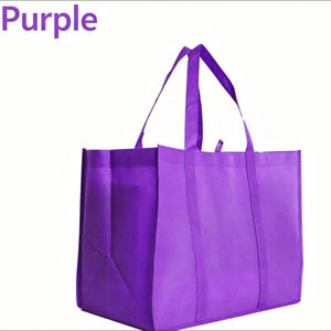 Borsa tote impermeabile non tessuta viola riutilizzabile di grande capacità, ecologica, 8 pezzi - Product Image 1