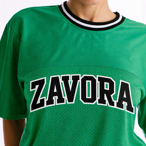 Ensemble de sport en maille verte pour femmes, haut à manches courtes en polyester, maillot de football américain, logo personnalisé, vêtements de sport, OEM, marque privée - Product Image 5