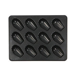 กระทะมาเดอลีนแบบคลาสสิคมาตรฐาน 12 หลุม ขนาดกลาง เคลือบสารกันติด PTFE ผลิตจากเหล็กกล้าคาร์บอน เป็นมิตรกับสิ่งแวดล้อม ปราศจากสาร BPA สีดำ หนา 0.6 มม. - Product Image 1