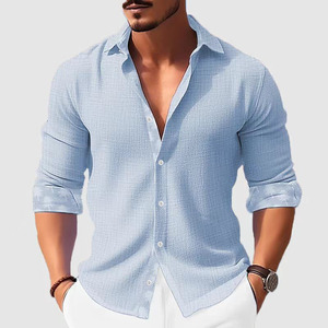 Chemise décontractée à manches longues pour homme, imprimé floral, 100% polyester respirant, pour l'été, le printemps et l'automne - OEM & ODM - Product Image 2