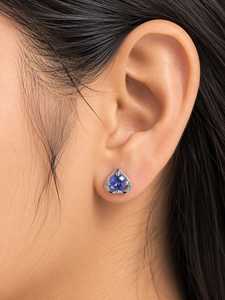Pendientes de Tanzanita en Plata de Ley 92.5 KLST-30984 - Product Image 4