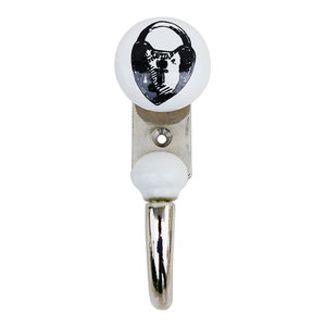 Gancho de Pared de Cerámica Hecho a Mano con Diseño de Candado, Blanco y Negro, Resistente, para Abrigos, Sombreros, Bolsos y Ropa, Modelo HK-300 - Product Image 1