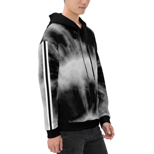 Sweat-shirts à capuche tie-dye vierges en gros pour hommes, sweat-shirts en polaire surdimensionnés, personnalisables avec logo, pull à capuche noir et blanc - Product Image 4