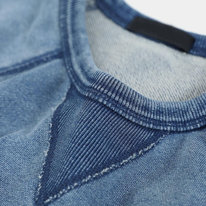 เสื้อสเวตเชิ้ตผ้าฝ้ายพรีเมียมสำหรับผู้ชาย ล้างสีแบบแอซิด ทรงพูลโอเวอร์เรียบง่าย เนื้อผ้าหนา สไตล์สตรีทแวร์ วินเทจ คอกลม สำหรับผู้ชาย - Product Image 4