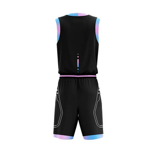 Custom Black Gradient Youth Basketball Uniforms Set Sleeveless V-Neck Moisture Wicking <b>Athletic</b> Fit Unisex Sublimated - Product Image 4