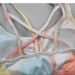 Tie Dye Yoga Set Women 2 Piece <b>Crop</b> <b>Top</b> <b>Shorts</b> High Waist Crisscross Straps Gradient Color Spandex Polyester Fitness Wear - Product Image 2