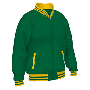 Chaqueta Varsity Azul para Hombre con Ribete Azul Claro, Cierre de Cremallera, Bolsillos Delanteros, Estilo Preppy, Corte Regular, Invierno, Vintage - Product Image 5