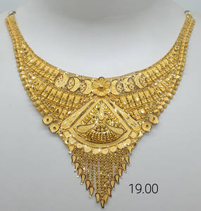 Collar de Oro Sólido de 22K para Mujer, Gargantilla Tradicional India con Filigrana, Joyería Nupcial Hecha a Mano, Conjunto de Oro de 19g - Product Image 3