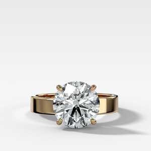 Bagues en diamant de laboratoire rondes 3 carats en or massif 14K 18K, bande plate épaisse de 3,5 mm de large pour fiançailles féminines, solitaire, vente en gros - Product Image 1