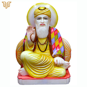 Murti de Mármol Colorido de Guru Nanak con Mano de Bendición |   Estatua de Guru Sikh para el Hogar y el Gurudwara |   MALIYAS Jaipur - Product Image 2