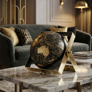 Globo terráqueo de escritorio premium de acero inoxidable y plástico |   Globo Terráqueo Decorativo para Escritorio de Oficina, Aula y Decoración del Hogar - Product Image 2