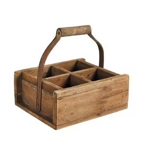 Mango Wooden Flatware Organizer Caddy for <b>Kitchen</b> Table Top New Cutlery Stand With 4 Compartment Metal Gold Knob caddy - Product Image 2