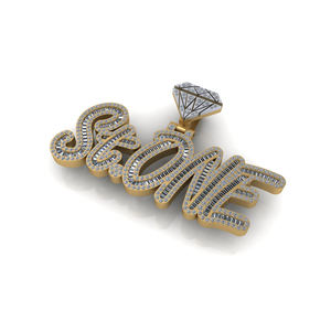 Collier unisexe en argent 925 plaqué rhodium avec pendentif personnalisé Hip Hop Bling Icy, lettre initiale, nom, logo, diamant de laboratoire, cadeau charmant - Product Image 1