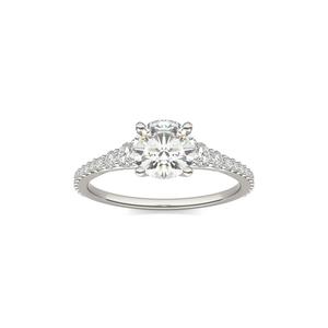 แหวนเพชรเลี้ยงในห้องปฏิบัติการ รับรองโดย IGI ทอง 14K แหวนหมั้นเพชรเม็ดเดี่ยว ประดับเพชรข้างแบบ Pave Band ของขวัญแต่งงาน เครื่องประดับชั้นดีสำหรับผู้หญิง - Product Image 4