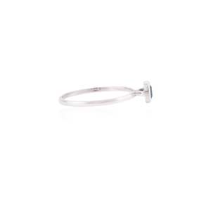 Bague de mariage solitaire carrée en or blanc 18 carats et platine avec saphir bleu - Product Image 6