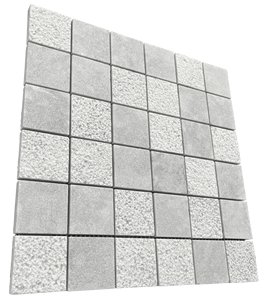 Square Light Grey Mosaic Marble Tile <b>Sandblasted</b> Bush Hammered Modern Interior Wall 300x300mm 8mm Thickness Water Resistant - Product Image 1
