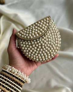 Traditional Kundan Mosaic Stone Evening Purse <b>Mirror</b> <b>Crystal</b> Bridal Clutch Handmade Wedding Party Ladies Handbag - Product Image 2