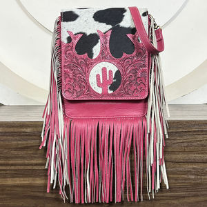 Nueva tendencia de alta calidad, bolso cruzado con flecos de cuero genuino mecanizado a mano para mujer, bolso de diseñador, bolsos de hombro Vintage de lujo - Product Image 4