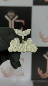 Collier pendentif personnalisé avec nom en écriture cursive, tendance, serti de moissanite LULU, en argent sterling 925, bijoux pour rappeurs - Product Image 5