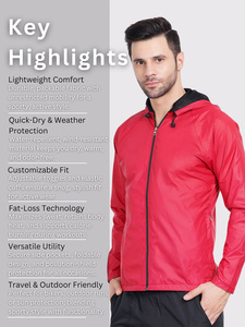 OEM Custom <b>Men</b>’s <b>Lightweight</b> High Quality Hooded Windbreaker <b>Jacket</b> – Waterproof, Breathable, Zip-Up Sports Outerwear <b>Jacket</b> - Product Image 6