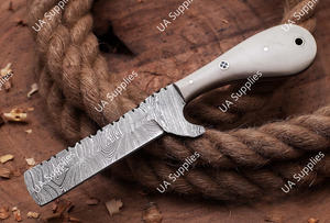 Couteau de boucher Damas 8 pouces, lame fixe de cowboy, pour la chasse, le dépecage, le camping, avec étui en cuir OEM, EDC, survie, vente en gros - Product Image 2