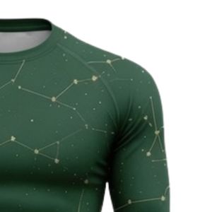 Camiseta de Compresión de Manga Larga Verde Oscuro con Estampado de Constelaciones, Ropa Deportiva Transpirable de Secado Rápido para Entrenamiento Atlético y Gimnasio - Product Image 3