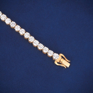 Premium Look trendy unisex gold plated tennis <b>bracelet</b> round cut moissanite diamonds 925 sterling <b>silver</b> tester pass best prong - Product Image 2