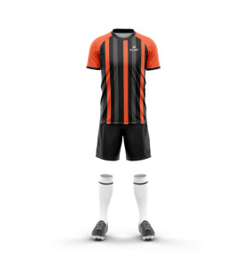Maillot de football personnalisé noir et violet à séchage rapide, uniforme d'équipe rayé, conception par sublimation, service OEM - Product Image 3