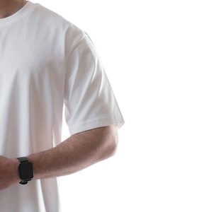 Camiseta Blanca para Hombre, 100% Algodón, Hombros Caídos, Corte Holgado, 250 g/m², Estilo Urbano, Corte Cuadrado - Product Image 6