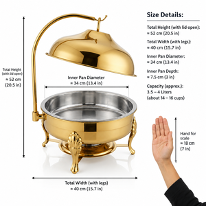 Plat de service de buffet haut de gamme plaqué or en acier inoxydable avec couvercle pour hôtels, traiteurs et restaurants - Product Image 5