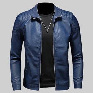 High Quality <b>Men's</b> Slim Leather <b>Jacket</b> with Stand-up Collar Zipper Pocket Decorated Leather Biker <b>Men's</b> Coat <b>jacket</b> for <b>men</b> - Product Image 3