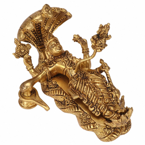 Figura de Latón de Lord Vishnu Bhagwan Descansando sobre Sheshnag, de Alta Demanda y Superventas, para Pooja Diaria y Decoración del Hogar - Product Image 2