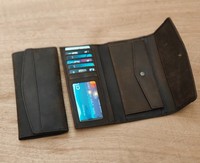 Portefeuille en cuir pleine fleur fait main de style simple, véritable cuir vintage pour homme et femme