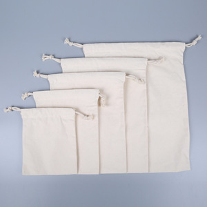 Polyester/Cotton Drawstring Bag <b>Plain</b> Dyed Woven Eco Friendly Customizable Muslin Storage Pouches Water Resistant Washable - Product Image 5
