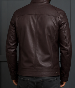 เสื้อแจ็คเก็ตหนังผู้ชายสไตล์นักขี่มอเตอร์ไซค์ คอตั้ง ปิดด้วยซิป - Product Image 6