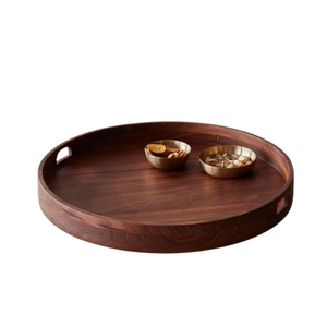 Plateau en bois rond pour légumes, fruits et fromages, fait main en bois de manguier, plateau de service pour la cuisine, taille moyenne - Product Image 4