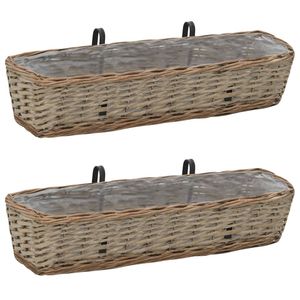 Jardinière de balcon en osier 2 pièces avec doublure en PE Pots de fleurs et jardinières de 31.5 pouces - Product Image 1