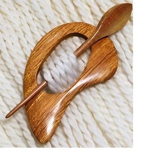 Wooden <b>Shawl</b> <b>Pins</b> Round Knitting Stitch Marker Handmade Scissor Holders <b>for</b> Scarf Yarn Work - Product Image 2