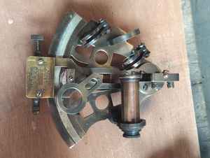 Vintage Brass Sextant <b>Compass</b> with Antique Imitation Soft Enamel Finish | Nautical <b>Navigation</b> Instrument for Collectors - Product Image 3