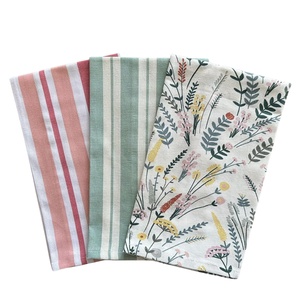 Serviettes de cuisine en coton tissées à la main pour restaurants, fabrication OEM, motif gaufré rayé, avec boucle de suspension - Product Image 5