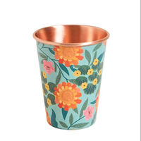 Verre à eau en cuivre Bloom Garden, imprimé effet éclaboussures de couleur, tasse artistique pour boissons, vaisselle de cuisine et de table, cadeau
